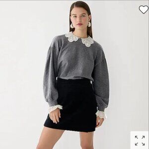 J. Crew Lace Collar Crewneck Sweatshirt Size S